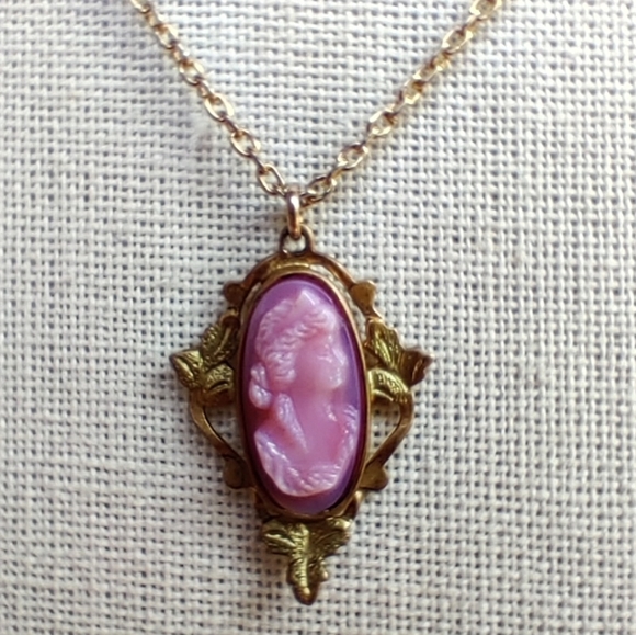 Antique Jewelry Antique Victorian Pink Glass Cameo Necklace Poshmark